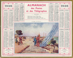 ALMANACH DES POSTES ET TELEGRAPHES OBERTHUR 1938 : Illustration Le Croisic, Le Port, Pêche, Vendée - Grand Format : 1921-40