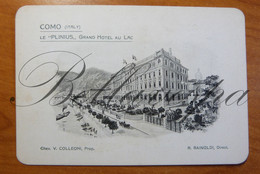 Italy. Como Le PLINIUS Grand Hotel Au Lac. Propr. Colleoni Direct. Rainoldi.  Carte De Visite PUB - Como