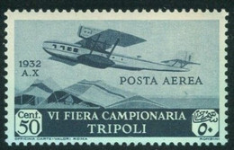 LIBIA 1932 6° FIERA DI TRIPOLI POSTA AEREA 50 C. ** MNH - Libye