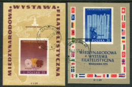 POLAND 1955 Warsaw Philatelic Exhibition  Blocks Used  Michel Block 17-18 - Gebruikt