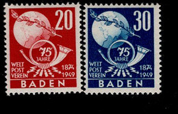 Baden 56 - 57 Weltpostverein MLH * Mint Falz - Zona Francese