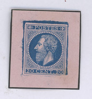 Léopold II, Essai Sur Papier Rose Du 20c Fine Barbe     Cote ? -euros.  Sans Gomme.  Coté. Grubben * - Proofs & Reprints