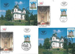 1853t: Heimatsammler 4651 Stadl- Paura, Dreifaltigkeitskirche FDC Und Maximumkarte In Je 2 Stempeltypen - Wels