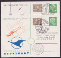 Mi-Nr. PP8 C21/01a,b, "Deutschlandflug", 1954, Beide Jarten Mit Zusatzfrankatur - Privatpostkarten - Gebraucht