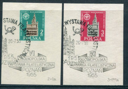 POLAND 1955 Poznan Philatelic Exhibition Blocks Used.  Michel Block 15-16 - Usados