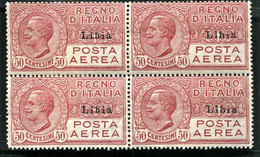 LIBIA 1928 POSTA AEREA 50 C.* MNH QUARTINA - Libië