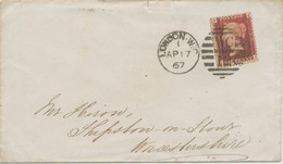 GB 1867 QV 1d Rose-red Pl.79 With Variety: Very Thin Line Under "E" Of "ONE" (CI) On Superb Cvr + POSTMARK-ERROR - Covers & Documents