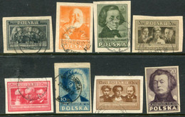 POLAND 1947 Polish Culture In Changed Colours Imperforate Used.  Michel 463-70B - Gebruikt