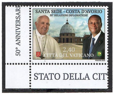 Vatican 2020 .  JOINT ISSUE VATICAN CITY WITH IVORY COAST(Pope Francisco) . 1v. - Unused Stamps