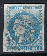 FRANCE Classique: Le Y&T 46A, B Obl. GC 2602 (Nantes), Aminci Et Pli, Forte Cote - 1870 Uitgave Van Bordeaux