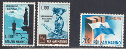 San Marino 1963 Mint No Hinge, Sc# 569-571, SG ,Mi - Ongebruikt