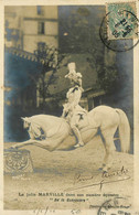 Carte Photo * Spectacle Artiste Cirque * La Jolie MARVILLE Dans Son Numéro équestre De La Guérinière Cheval Hippisme - Artisti