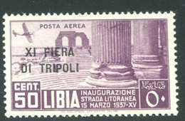 LIBIA 1937 11° FIERA DI TRIPOLI POSTA AEREA  50 C.** MNH - Libië