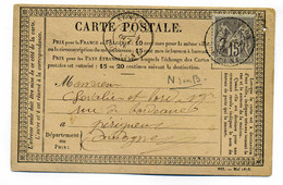 Carte Precurseur CPO / T18 NONTRON Sur Sage YT N°66 (NsousB) / Dept 23 Dordogne / 1876 - 1849-1876: Classic Period