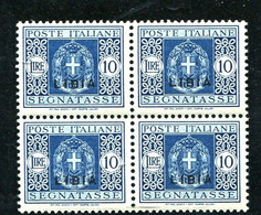 LIBIA 1934 SEGNATASSE 10 LIRE **MNH QUARTINA - Libya