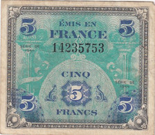 France #115 1944 5 Francs Banknote Currency - 1944 Drapeau/Francia