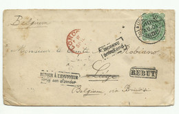 Stamp. 2a.6p. Green Cacn. KURODONG 21 AU 1901 On Cover To Belgium (Liège) Via London + Hs INCONNU - RETOUR A L'ENVOYEUR - 1882-1901 Imperium