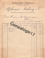 42 3885 SAINT ETIENNE LOIRE 1883 Imprimerie ALPHONSE MULCEY TYPOGRAPHIE Gravure Papeterie - 1800 – 1899