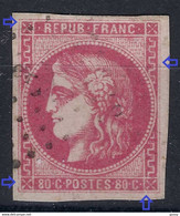 FRANCE Classique: Le Y&T 49b, Obl. GC Légère, 4 B Marges, Aucun Défaut, Variété "cadres OSE Brisés", Forte Cote   TTB - 1870 Uitgave Van Bordeaux