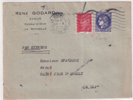 1941 - PETAIN + CERES - ENVELOPPE TARIF EXPRES ! De LA ROCHELLE (CHARENTE INFERIEURE) => SAINT JEAN D'ANGELY - Lettres & Documents