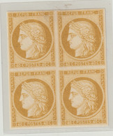 Frankreich 1870 Michel Nr. 43, Yvert No. 48, Essays Cérès 40c. Bistre, Bloc De Quatre, Impression Fine, 2 Scans - 1849-1850 Ceres