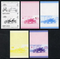 St Lucia 1984 Cars #2 (Leaders Of The World) $1 Ford Model 'T' (1914) Set Of 5 Imperf Progressive Colour Proofs In Se-te - St.Lucie (1979-...)