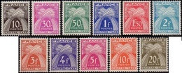 France N° Taxe  67 à 77 ** Gerbes, Série Chiffre - 1859-1955 Mint/hinged