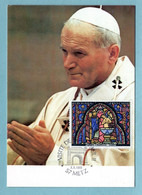 Carte Maximum Oblitération 1988 - Visite De Jean Paul II à Metz - Vitrail De La Sainte Chapelle - YT 1492 - 1980-89