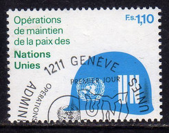 UNITED NATIONS GENEVE GINEVRA GENEVA ONU UN UNO 1980 PEACE KEEPING OPERATIONS PAIX MANTEIN 1.10fr USATO USED OBLITERE' - Gebruikt