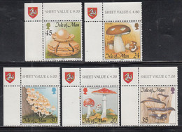 Isle Of Man - 1995 Mushrooms Set Of 5 Mnh On Corner - Paddestoelen