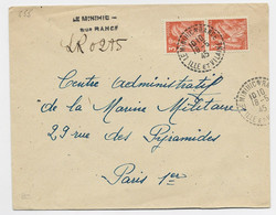 FRANCE IRIS 3FR PAIRE LETTRE REC PROVISOIRE LE MINIHIC S RANCE 18.5.1945 ILLE ET VILAINE - 1939-44 Iris