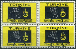 Turkey 1959 Mi 1618 MNH Istanbul Boys Lyceum, 75th Anniversary | Mathematics [Block Of 4] - Neufs