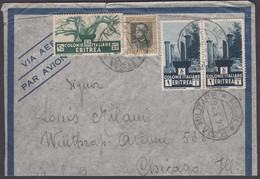 Italy Colonies Eritrea 1936 Airmail Cover To Chicago During Italian-Ethiopian War - Eritrea