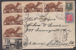 Italy Colonies Eritrea Cover To Chicago, Interesting Franked, Military Post 105 - Erythrée