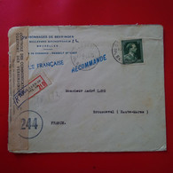 LETTRE RECOMMANDE BRUXELLES CHARBONNAGES DE BEERINGEN POUR BROUSSEVAL  CONTROLE 1945 - WW II (Covers & Documents)