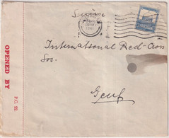 1941 - PALESTINE - ENVELOPPE Avec CENSURE ANGLAISE De JERUSALEM => CROIX-ROUGE GENEVE (SUISSE) - Palästina