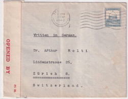 1942 - PALESTINE - ENVELOPPE Avec CENSURE ANGLAISE De TEL AVIV => ZÜRICH (SUISSE) - Palestina