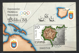 España, 1988, Exposiciòn Filatélica Nacional, EXFILNA 88, 20 P., Hojita, MNH** - Hojas Conmemorativas