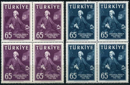 Turkey 1957 Mi 1534-1535 MNH Benjamin Franklin [Block Of 4] - Neufs