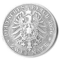 Deutschland - Hamburg - 2 Mark 1876 J - Silber - 2, 3 & 5 Mark Silver