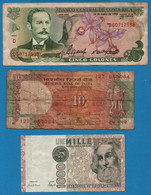 LOT BILLETS 3 BANKNOTES: COSTA RICA - INDIA - ITALIA - Lots & Kiloware - Banknotes