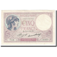 France, 5 Francs, Violet, 1933, 1933-05-26, TTB+, Fayette:3.17, KM:72e - 5 F 1917-1940 ''Violet''