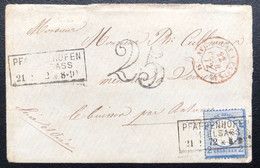 Alsace Lorraine 4e Periode 1er Jan/15 Mai 72 Lettre Allemagne N°5 Obl  Cachet Rectangulaire Non Feldpost + Taxe 25 - Autres & Non Classés