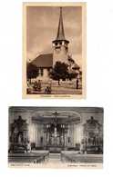 2 Cartes Postales, Ct. Jura, église Saignelégier, Animée, 1907 Et 1915, Suisse, Schweiz - Saignelégier