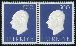 Turkey 1959 Mi 1692 MNH Atatürk, Embossed Portrait [Pair] - Neufs