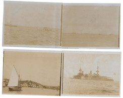 CUIRASSE SOUS MARIN BATEAU A VOILE - CHERBOURG OU ENVIRONS - LOT DE 4 PHOTOS - Krieg, Militär