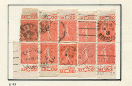 !!! 50C SEMEUSE LIGNEE, RECONSTITUTION DU PANNEAU LE COQ OBLITERE - Used Stamps