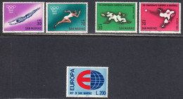San Marino 1964 Mint No Hinge, Sc# 592-593,604-606, SG - Nuevos