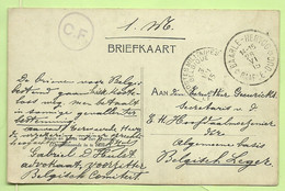 Stempel BAARLE-HERTOG 28/6/15 Verzonden "Advokaat Belgisch Comite" (tekst !!) Stempel PMB +C.F. (Folkestone) (3610*) - Belgische Armee