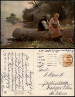 Ansichtskarte  Künstlerkarte Gemälde Prof. Karl Raupp "Eine Frage" 1917 - Paintings